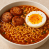 Spicy Instant Ramen with Egg & Sausage